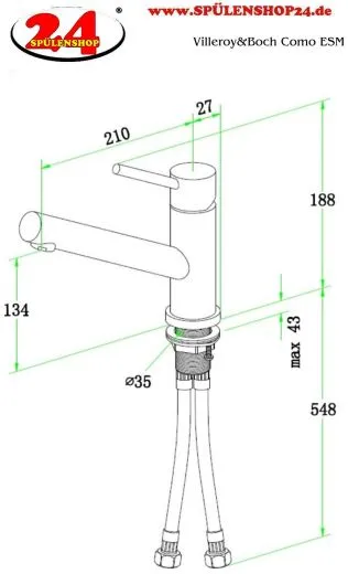 Villeroy & Boch Kchenarmatur Como Einhebelmischer Anthracite (PVD) mit Festauslauf