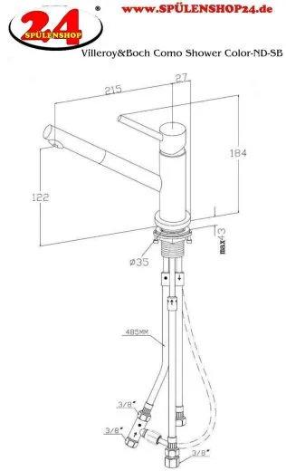 Villeroy & Boch Kchenarmatur Como Shower-ND Einhebelmischer Anthracite (PVD) mit Zugauslauf Niederdruck