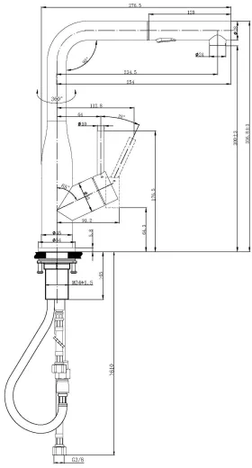 Villeroy & Boch Kchenarmatur Subway Style Shower Einhebelmischer Edelstahl massiv mit Zugauslauf und Brausefunktion