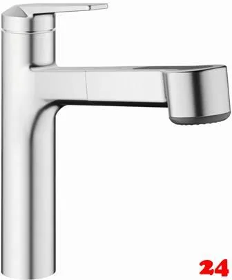 KWC Kchenarmatur Domo E 10.701.033.700FL Einhebelmischer Edelstahl massiv mit Zugauslauf und Brausefunktion (124934)