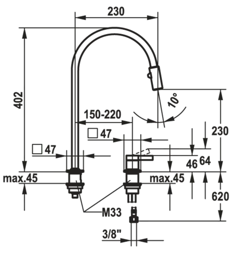 KWC Kchenarmatur Era 10.392.323.700FL Einhebelmischer Edelstahl massiv mit Zugauslauf 2-Loch Montage (124405)