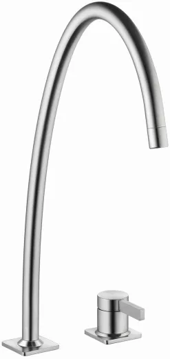 KWC Kchenarmatur Era 10.392.024.700FL Einhebelmischer Edelstahl massiv mit Festauslauf 2-Loch Montage (124399)