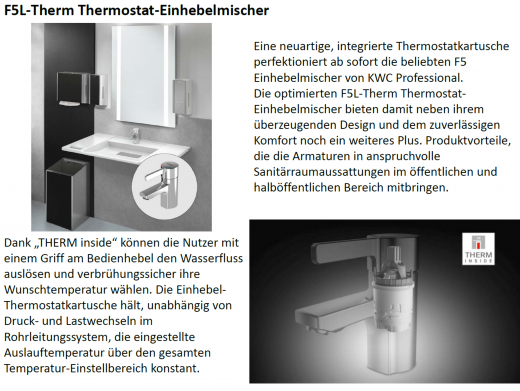 KWC PROFESSIONAL F5L Therm Thermostat Einhebel-Standbatterie F5LT1001 DN 15 Vorrichtung fr die optionale Hygieneeinheit
