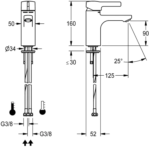KWC PROFESSIONAL F5L-Mix Einhebel-Standbatterie F5LM1034 DN 15 fr Waschanlagen Vorrichtung fr die optionale Hygieneeinheit