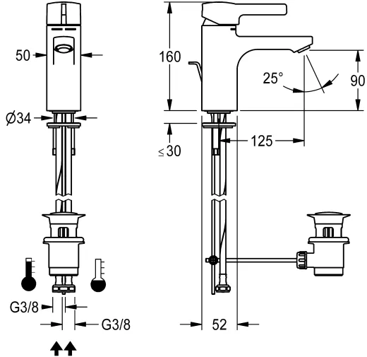 KWC PROFESSIONAL F5L-Mix Einhebel-Standbatterie F5LM1035 DN 15 fr Waschanlagen mit Zugstange