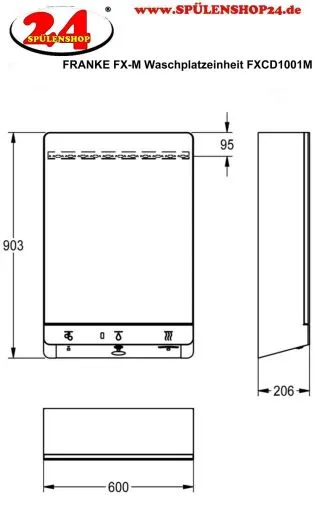 KWC PROFESSIONAL FX-M Waschplatzeinheit FXCD1001M (Wasser, Seife, Luft) zur Wandmontage komplett berhrungslos