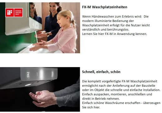 KWC PROFESSIONAL FX-M Waschplatzeinheit FXCD1001M (Wasser, Seife, Luft) zur Wandmontage komplett berhrungslos