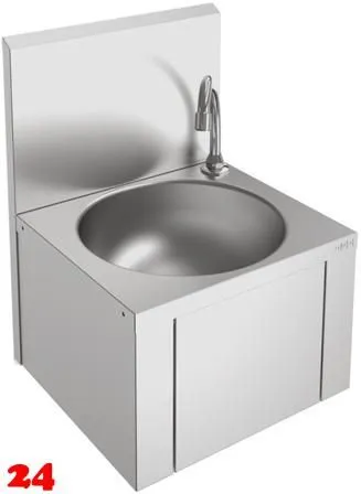 KWC PROFESSIONAL Anima Einzelwaschtisch LLM125 fr Wandmontage fugenlos eingeschweites Rundbecken ohne berlauf mit Knie- oder Hftbettigung