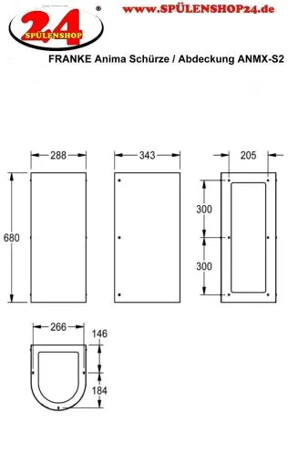 KWC PROFESSIONAL Anima Siphonabdeckung ANMX-S2 Schrze passend fr Wandtrinkbrunnen ANMX33L