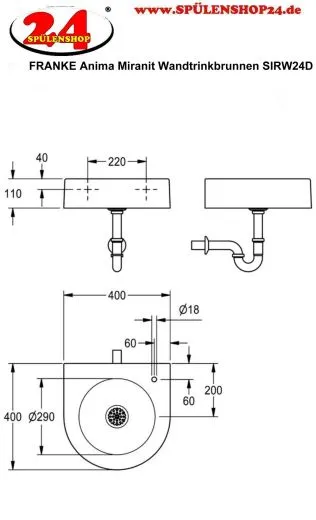 KWC PROFESSIONAL Anima Trinkbrunnen SIRW24D fr Wandmontage aus MIRANIT ohne berlauf