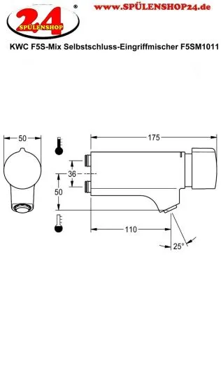 KWC PROFESSIONAL F5S-Mix Selbstschluss-Eingriffmischer F5SM1011 DN 15 fr Armatureneinheit oder Wandflansch