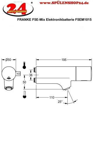 KWC PROFESSIONAL F5E-Mix Elektronik Waschplatzbatterie F5EM1015 DN 15 fr Armatureneinheit oder Wandflansch, opto-elektronisch gesteuert