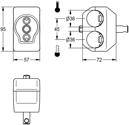 KWC PROFESSIONAL Einzelklemmbrcke ACXM1003 fr Waschbatterien mit bereinander liegenden Wasseranschlssen passend zu Wand-Wascharmaturen