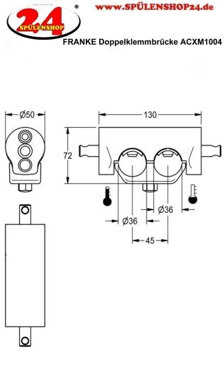 KWC PROFESSIONAL Doppelklemmbrcke ACXM1004 fr Waschbatterien mit bereinander liegenden Wasseranschlssen passend zu Wand-Wascharmaturen