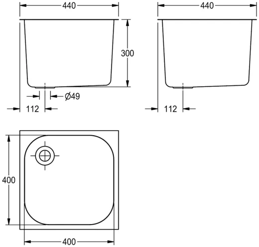 KWC PROFESSIONAL Anima Einlegebecken C20133N Einbaubecken als Mehrzweck- oder Ausgussbecken (Beckentiefe 300mm)