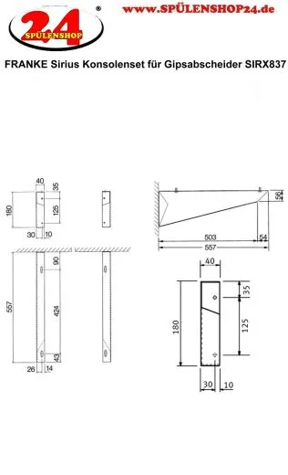 KWC PROFESSIONAL Sirius Konsolenset fr Gipsabscheider SIRX837 fr Wandmontage passend zum Modell SIRX835/836