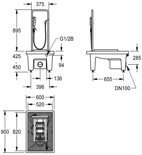 KWC PROFESSIONAL Sirius Miranit Schuh-und Stiefelreinigungsanlage SIRB714 aus Mineralgranit fr Boden-Einbaumontage