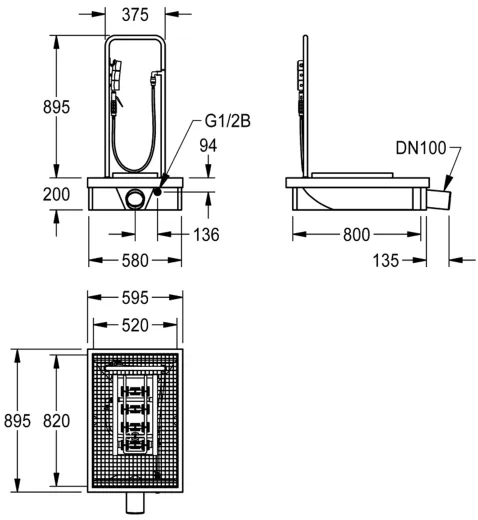 KWC PROFESSIONAL Sirius Miranit Schuh-und Stiefelreinigungsanlage SIRB711 aus Mineralgranit fr Boden-Einbaumontage