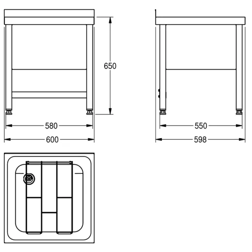 KWC PROFESSIONAL Sirius Standausguss F832V fugenlos eingeschweites Becken Untergestell verschraubt fr medizinischen Bereich