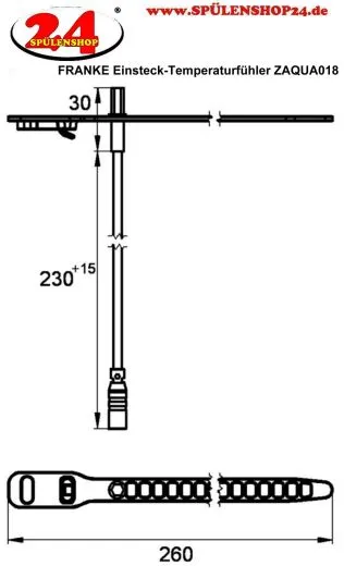 KWC PROFESSIONAL Einsteck-Temperaturfhler zur Wassermengenregulierung ZAQUA018 Warmwasserseite
