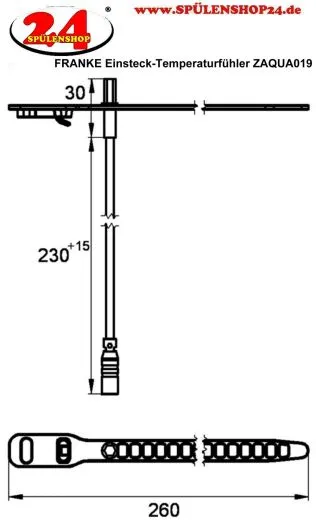 KWC PROFESSIONAL Einsteck-Temperaturfhler zur Wassermengenregulierung ZAQUA019 Kaltwasserseite