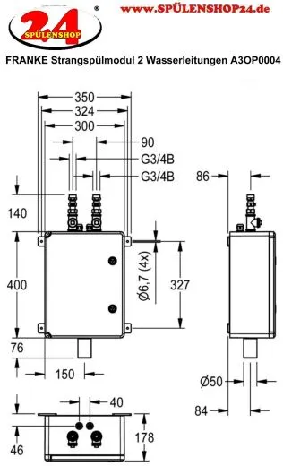 KWC PROFESSIONAL Strangsplmodul fr 2 Wasserleitungen A3OP0004 Zur Einbindung in AQUA 3000 open