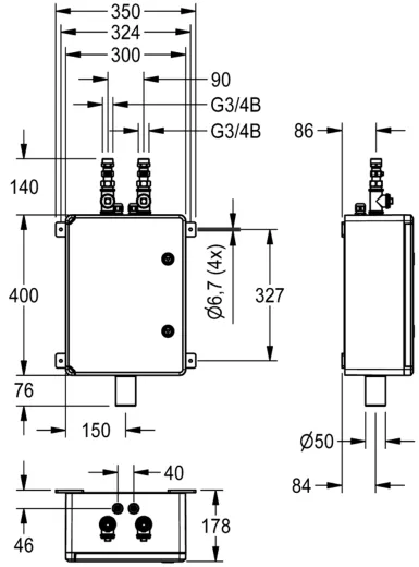 KWC PROFESSIONAL Strangsplmodul fr 2 Wasserleitungen A3OP0004 Zur Einbindung in AQUA 3000 open