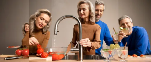 QUOOKER FRONT Combi B Einhebelmischer Edelstahl & 100C Armatur Kochendwasserhahn (COMBIFTSST)