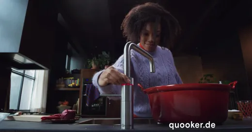 QUOOKER FRONT Combi B Einhebelmischer Edelstahl & 100C Armatur Kochendwasserhahn (COMBIFTSST)