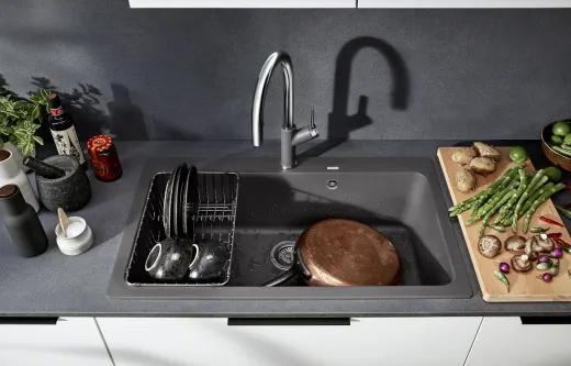 BLANCO Kchensple Naya XL 9 Silgranit PuraDurII Granitsple / Einbausple mit Handbettigung