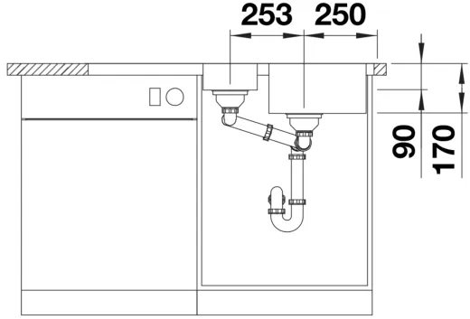 BLANCO Kchensple Lantos II 6 S-IF Edelstahlsple / Einbausple Flachrand mit Siebkorb als Drehknopfventil