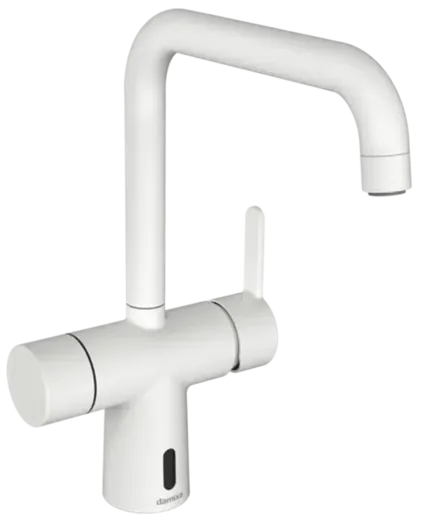 DAMIXA Silhouet Touchless Einhebelmischer Mattweiss Berhrungsloser Sensor opto-elektronisch gesteuert mit Batteriefach