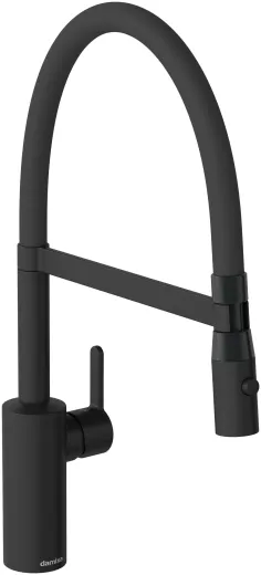 DAMIXA Kchenarmatur Silhouet Pro Mattschwarz Einhebelmischer mit Pendelbrause und 2-Strahl Funktion
