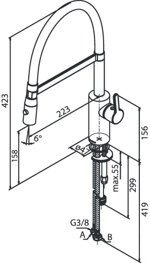 DAMIXA Kchenarmatur Silhouet Pro Graphitgrau PVD Einhebelmischer mit Pendelbrause und 2-Strahl Funktion