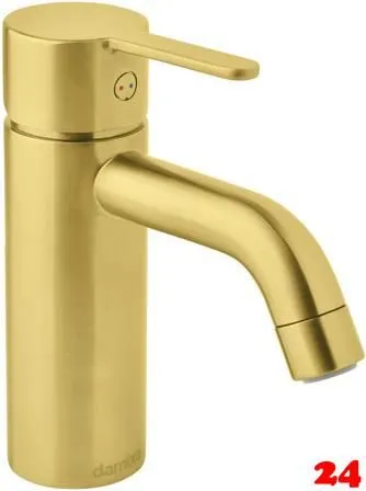 DAMIXA Waschtischarmatur Silhouet - Small Messing gebrstet PVD Badarmatur als Einhebelmischer mit Festauslauf