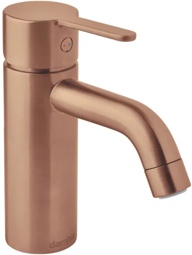 DAMIXA Waschtischarmatur Silhouet - Small Kupfer gebrstet PVD Badarmatur als Einhebelmischer mit Festauslauf