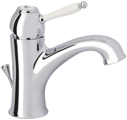 DAMIXA Waschtischarmatur Tradition Modern Classic Chrom Einhebelmischer mit Festauslauf in Nostalgieoptik mit Zugstange