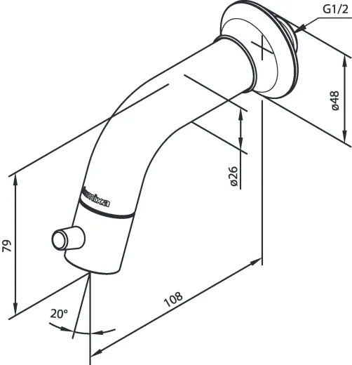 DAMIXA Waschtisch-Wandventil SKY Chrom Einhebelmischer als Badarmatur mit Festauslauf Hebel vorn