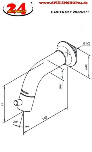 DAMIXA Waschtisch-Wandventil SKY Mattschwarz Einhebelmischer als Badarmatur mit Festauslauf Hebel vorn