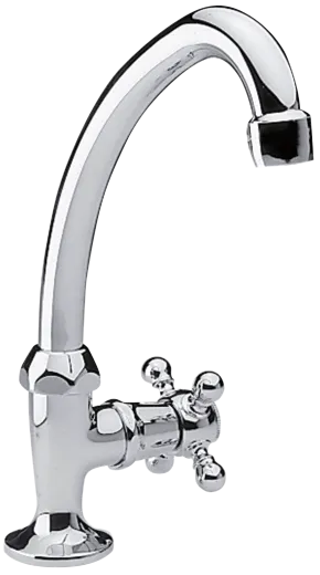 DAMIXA Waschtisch-Standventil Tradition Modern Classic Chrom Eingriffmischer mit Festauslauf in Nostalgieoptik Seitenbedienung