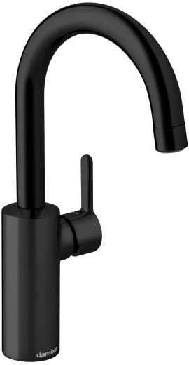 DAMIXA Waschtischarmatur Silhouet - C-Auslauf Mattschwarz Badarmatur als Einhebelmischer mit Schwenkauslauf