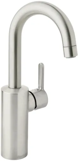 DAMIXA Waschtischarmatur Silhouet Piccolo - C-Auslauf Stahl PVD Badarmatur als Einhebelmischer mit Schwenkauslauf