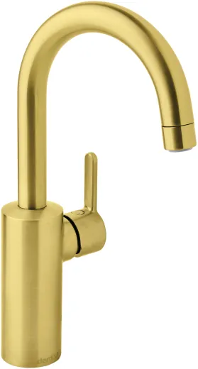 DAMIXA Waschtischarmatur Silhouet - C-Auslauf Messing gebrstet PVD Badarmatur als Einhebelmischer mit Schwenkauslauf