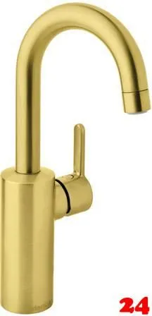 DAMIXA Waschtischarmatur Silhouet Piccolo - C-Auslauf Messing gebrstet PVD Badarmatur als Einhebelmischer mit Schwenkauslauf