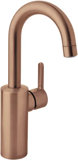 DAMIXA Waschtischarmatur Silhouet Piccolo - C-Auslauf Kupfer gebrstet PVD Badarmatur als Einhebelmischer mit Schwenkauslauf