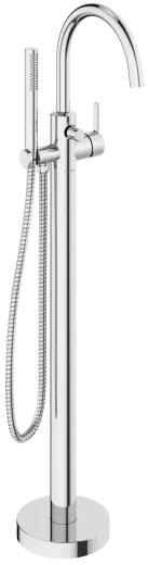DAMIXA Wannenarmatur Silhouet Freistehend - C-Auslauf Chrom Badarmatur als Einhebelmischer mit Handbrause