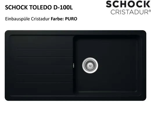 SCHOCK Kchensple Toledo D-100L Cristadur Nano-Granitsple / Einbausple mit Drehexcenter