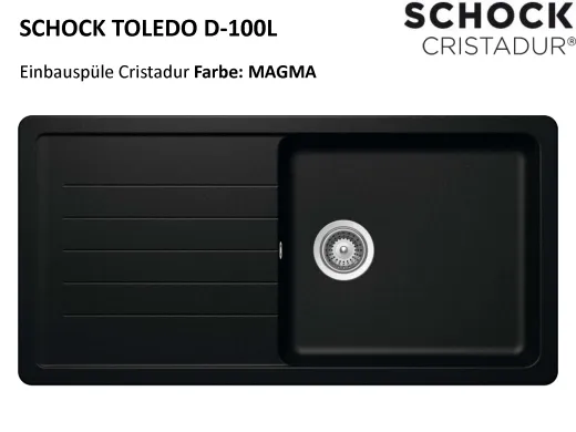 SCHOCK Kchensple Toledo D-100L Cristadur Nano-Granitsple / Einbausple mit Drehexcenter