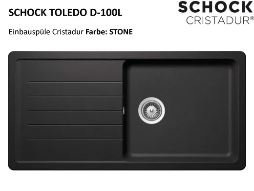 SCHOCK Kchensple Toledo D-100L Cristadur Nano-Granitsple / Einbausple mit Drehexcenter
