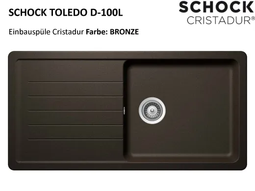 SCHOCK Kchensple Toledo D-100L Cristadur Nano-Granitsple / Einbausple mit Drehexcenter